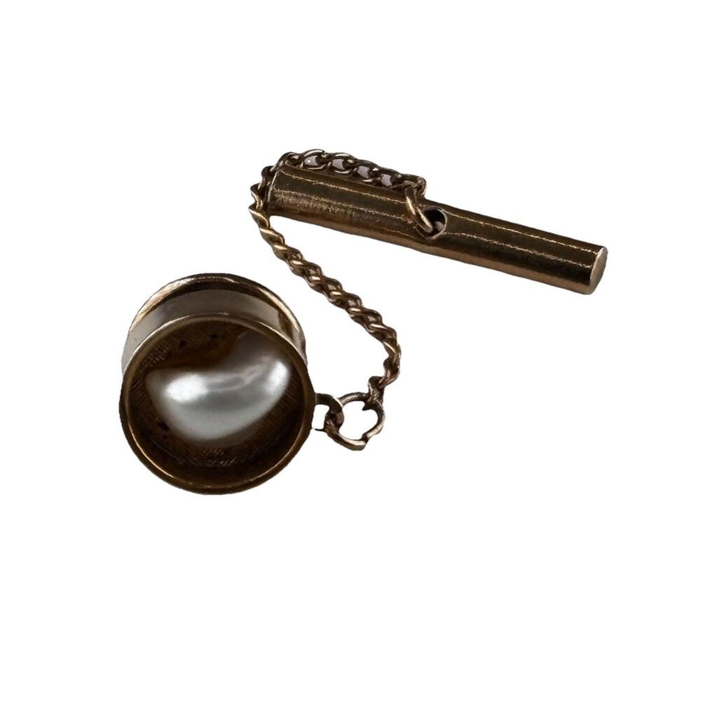 VTG Swank Tie Pin Pearl Gold Tone